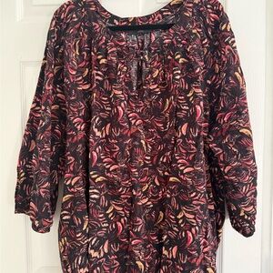 Lane Bryant Multicolor Leaf Print Blouse